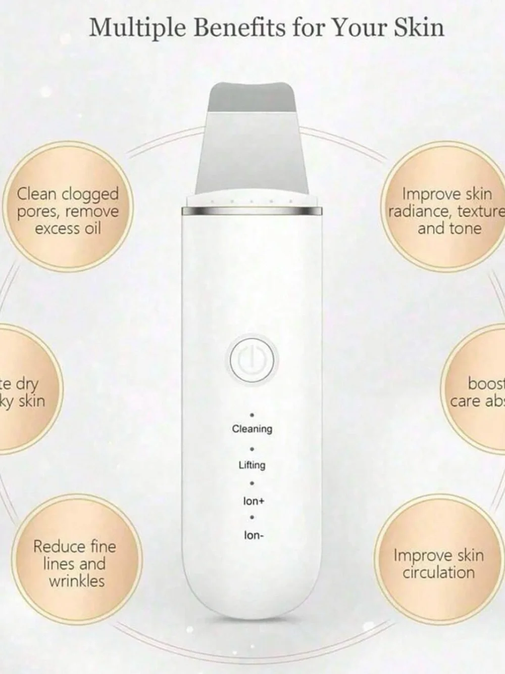 Ultrasonic Skin Scrubber Deep Cleanser - White